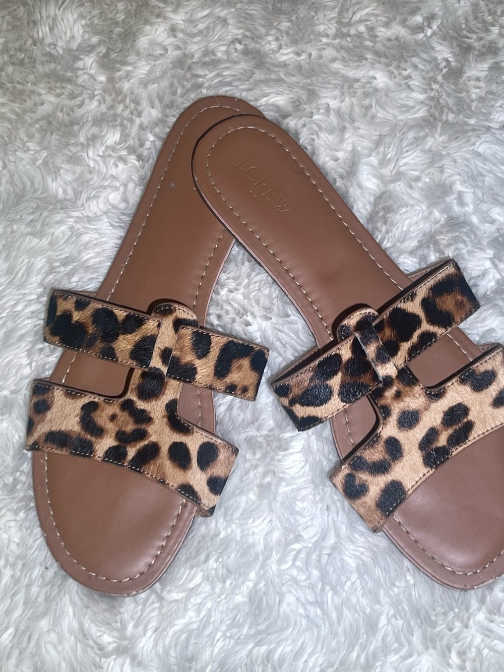 J. Crew Leopard Print Slide Sandals - Brown size 10 - Picture 2 of 5